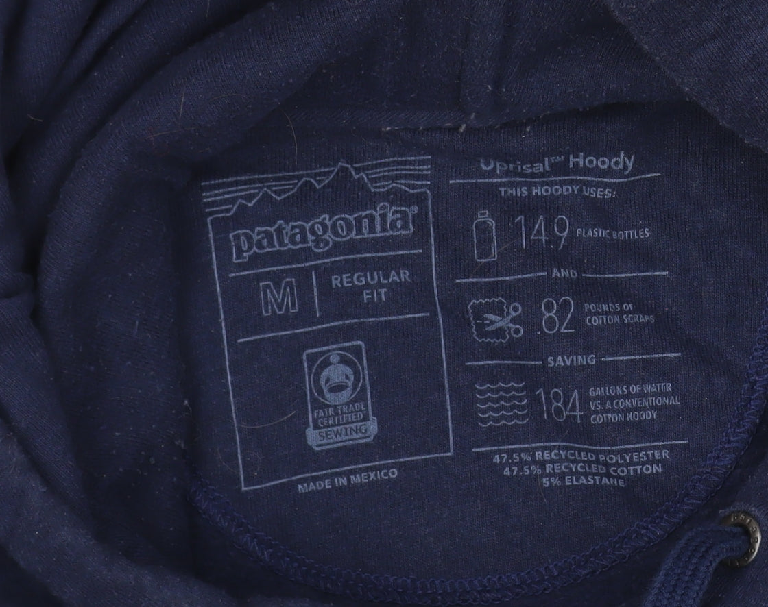 Patagonia Men’s Blue Pullover Hoodie M Regular Fit Graphic Outdoor