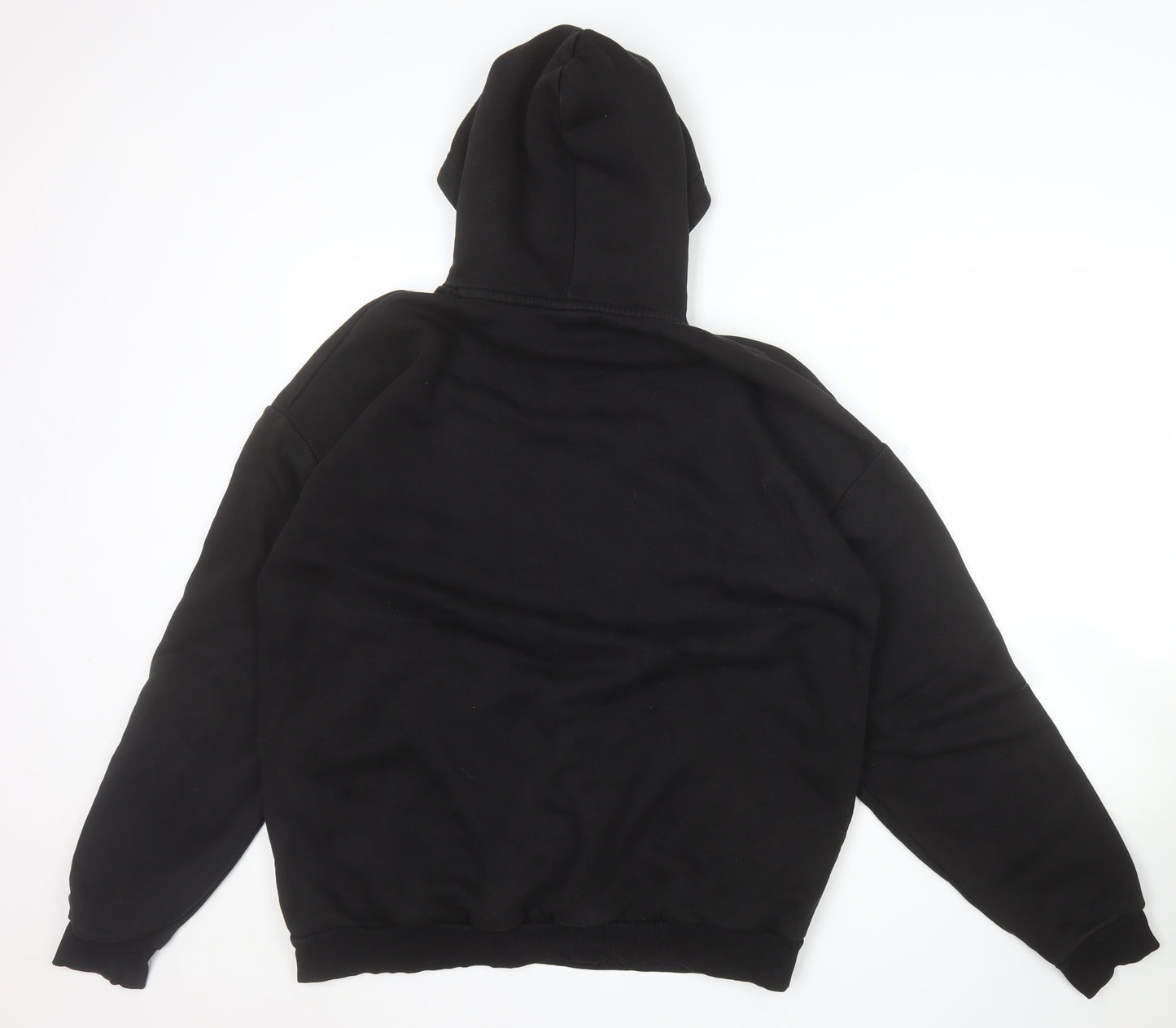 FSBN Womens Black Relaxed Fit Pullover Hoodie Size L Chaotic System Logo
