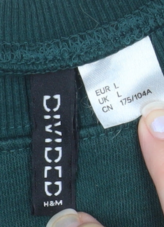 H&M Divided Men's Green College Logo Pullover Sweatshirt L