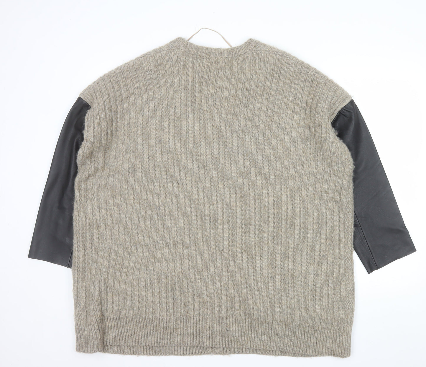 COS Womens Beige Wool Mohair Relaxed Cardigan L