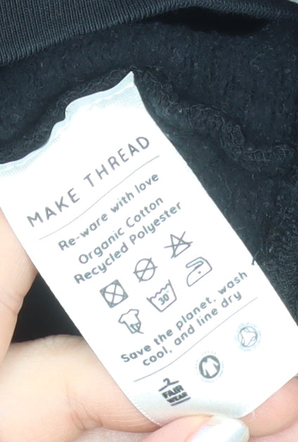 Make Thread Mens Black L Pullover Hoodie More Than Muscle