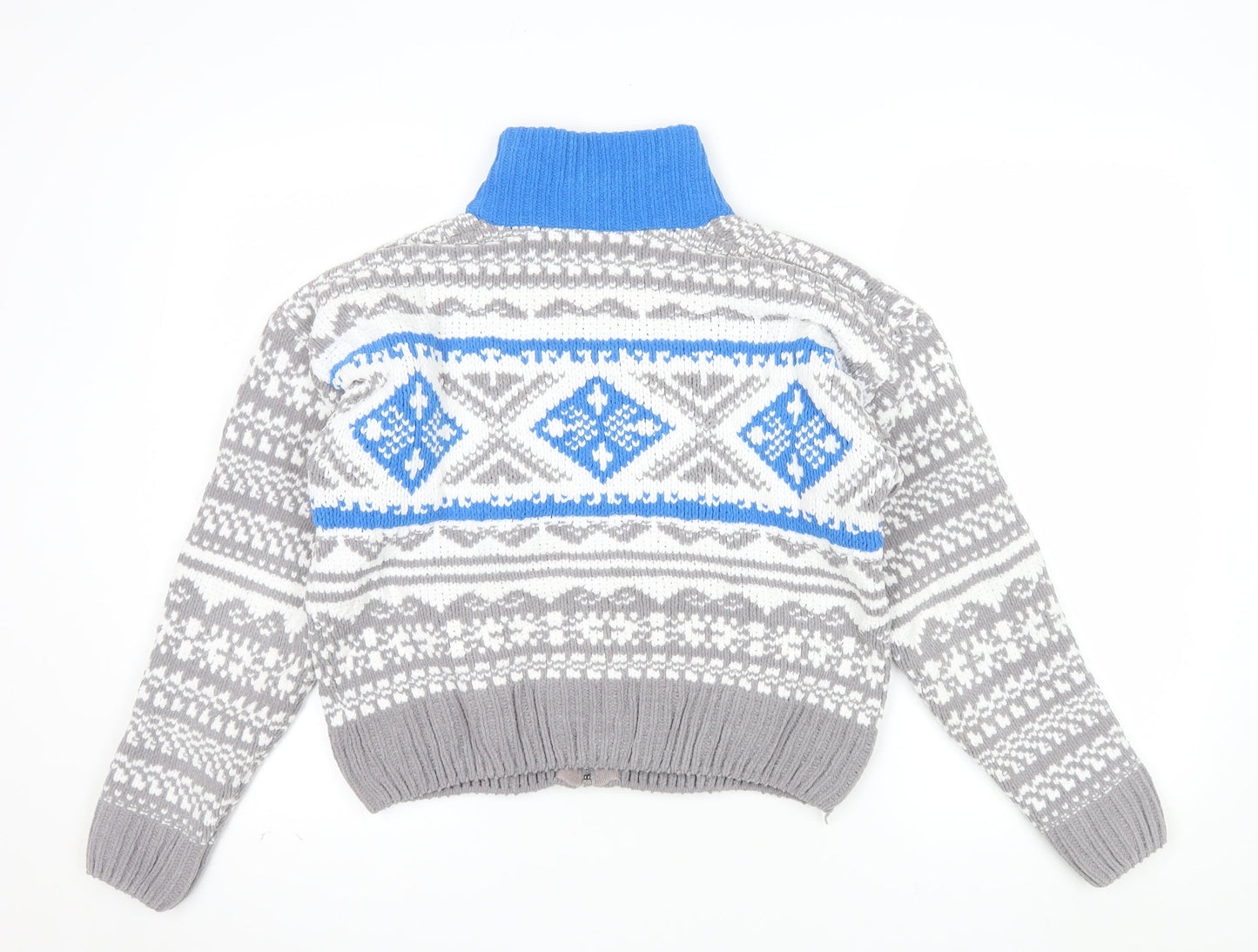 Urban Outfitters Women’s Grey Fair Isle Full Zip Jumper Size S