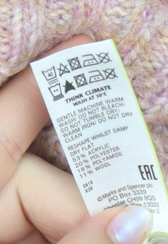 Marks and Spencer Per Una Women Pink Cable-Knit Jumper M