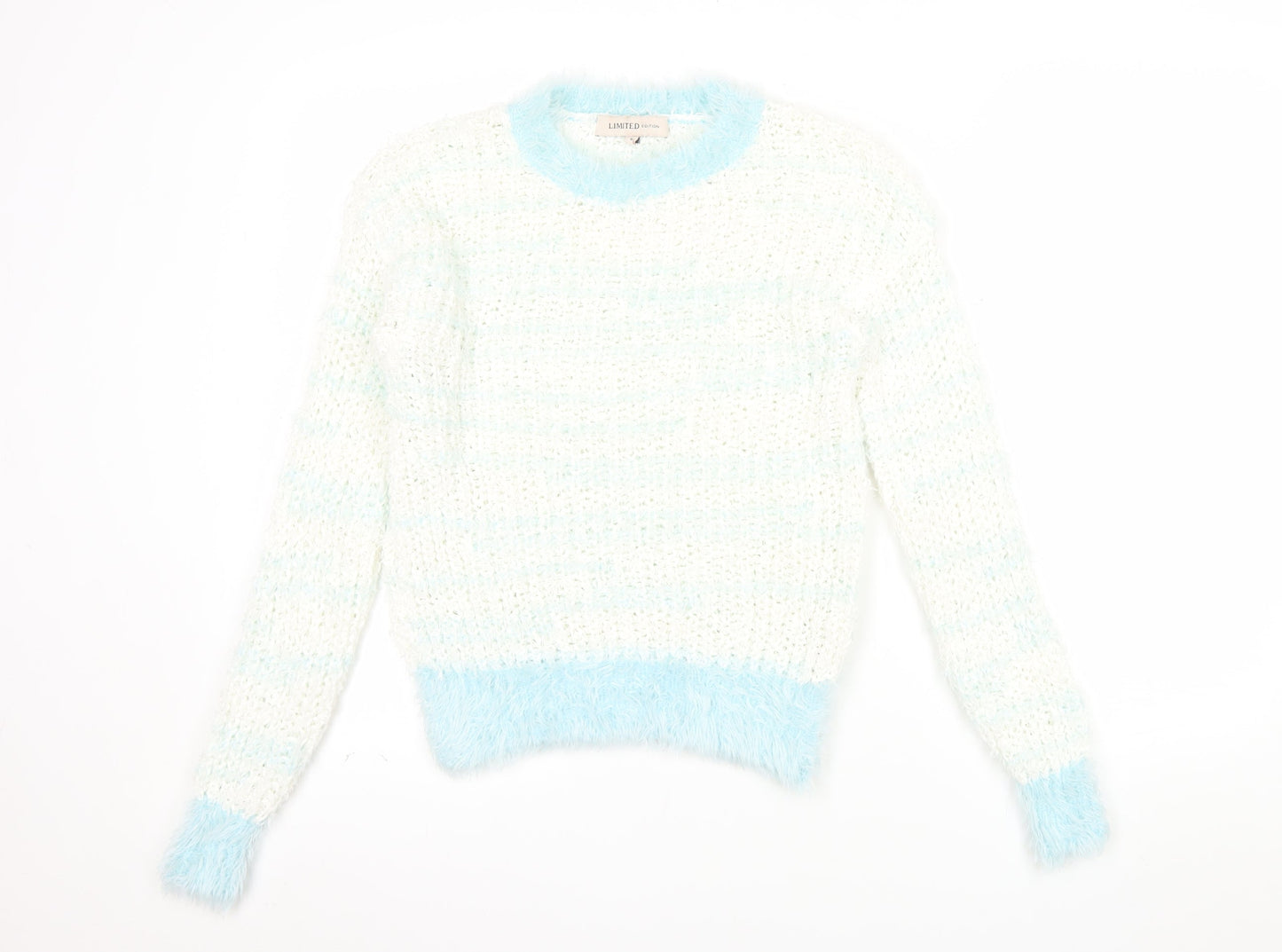 Marks and Spencer Women’s White Blue Chunky Knit Pullover Jumper Size 6