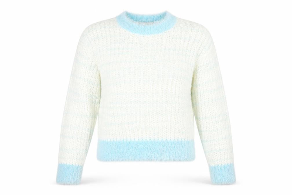 Marks & Spencer Women’s White Blue Chunky Knit Pullover Jumper Size 6