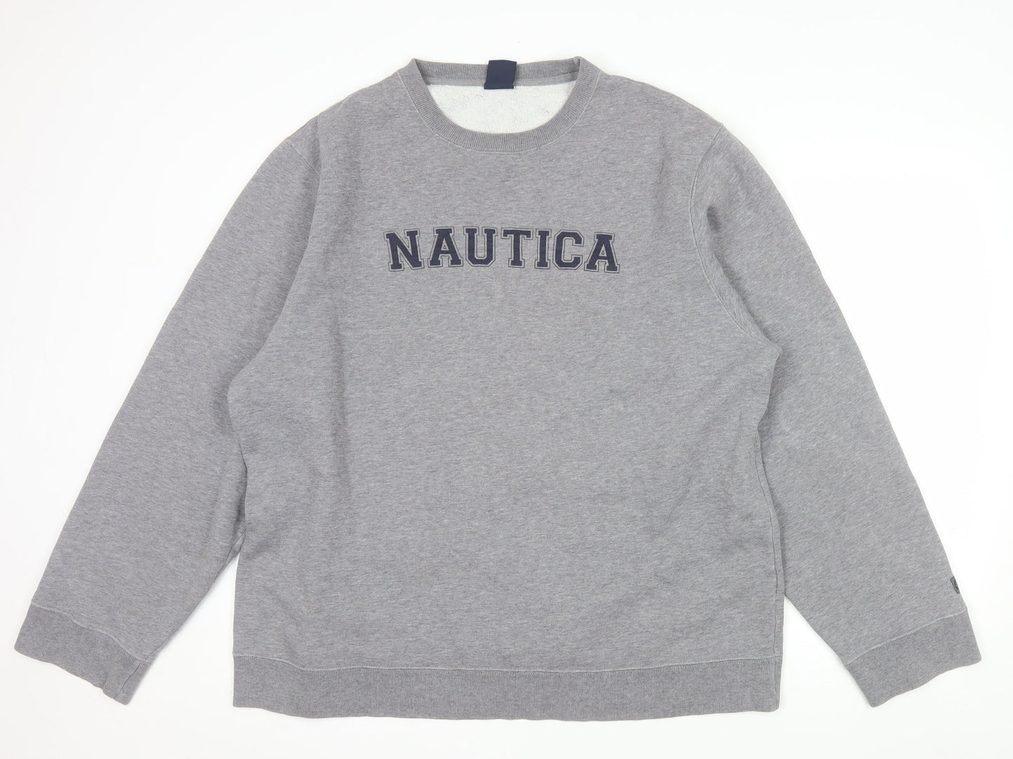 Nautica Mens Grey XL Pullover Crew Neck Logo Sweatshirt
