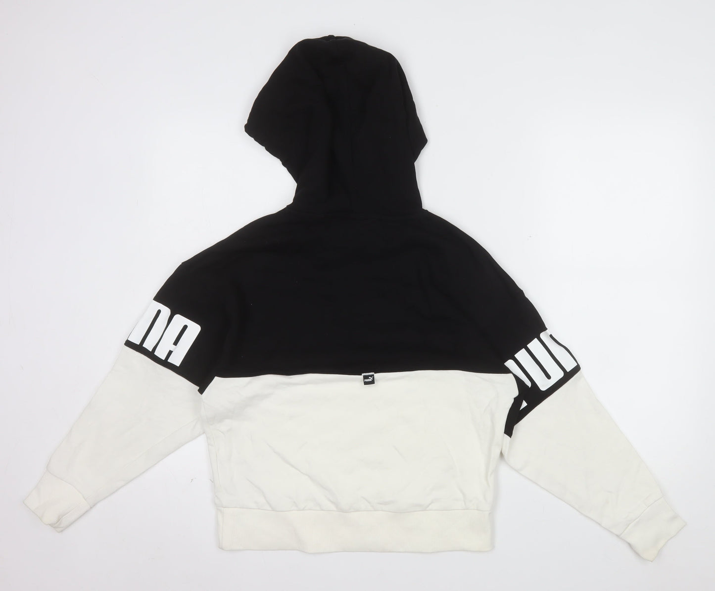 Puma Womens Black & White Pullover Hoodie XS Colourblock Logo