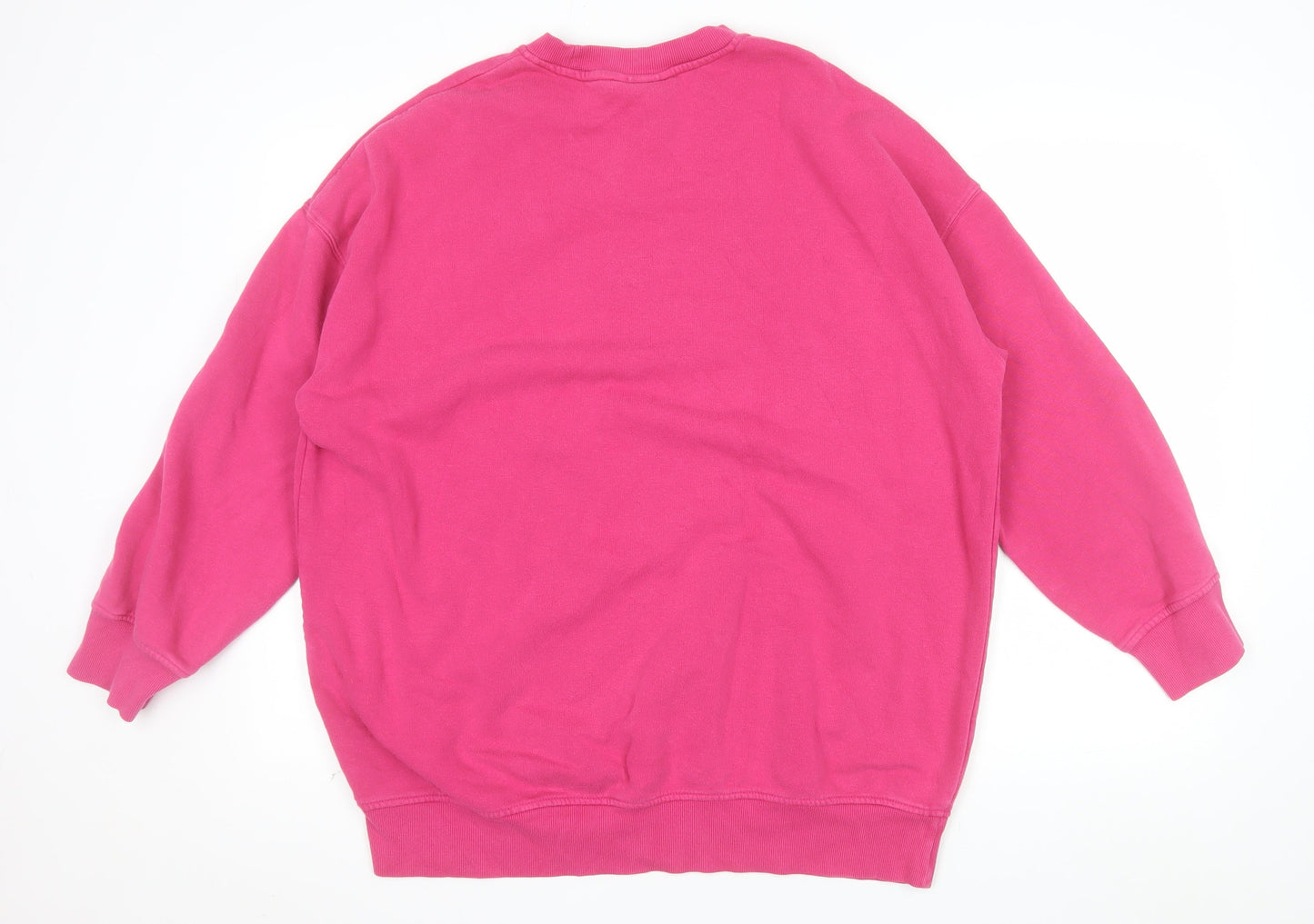 Monki Womens Pink Cotton Blend Crew Neck Pullover Sweatshirt XXS