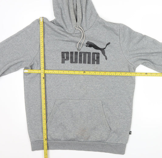 Puma Men's Grey Logo Pullover Hoodie Size M Regular Fit