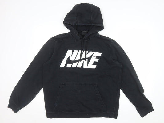 Nike Mens Black L Pullover Hoodie Fleece Sportswear Logo