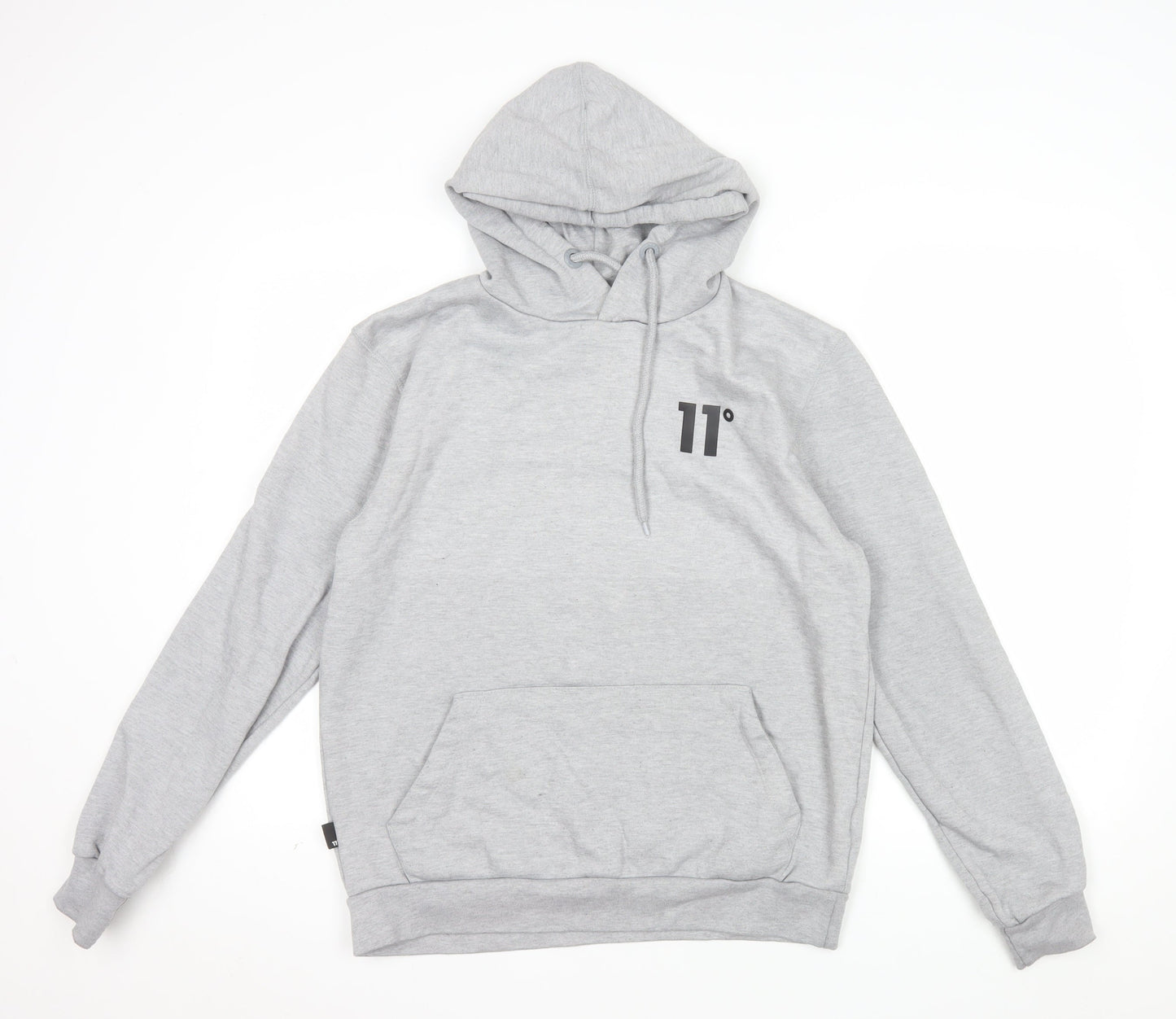 11 Degrees Mens Grey Pullover Hoodie Small Regular Fit