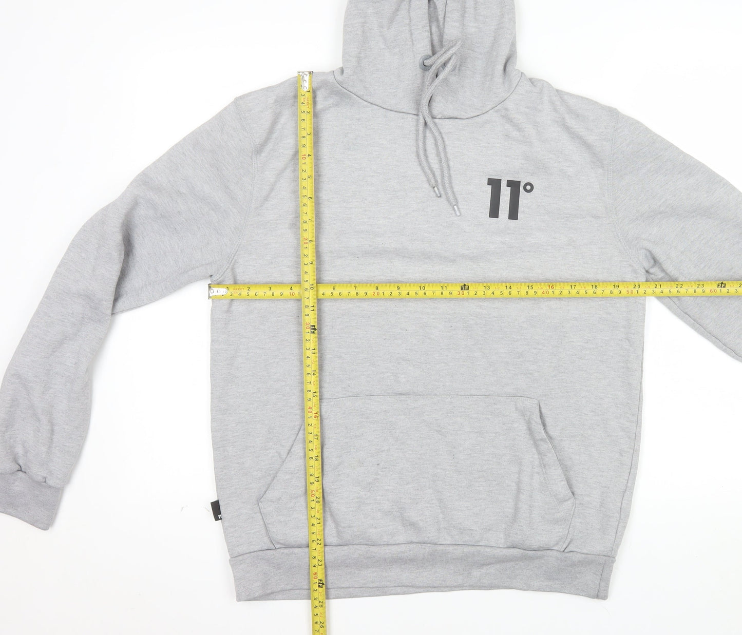 11 Degrees Mens Grey Pullover Hoodie Small Regular Fit