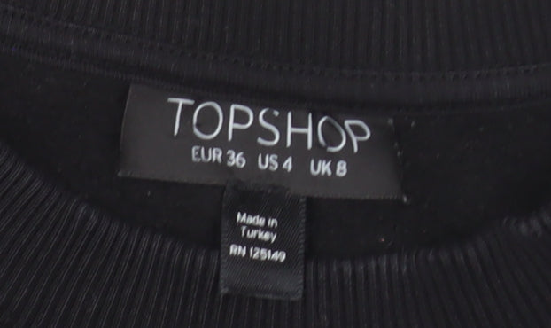 Topshop Womens Black Sequin Sleeve Pullover Sweatshirt UK 8