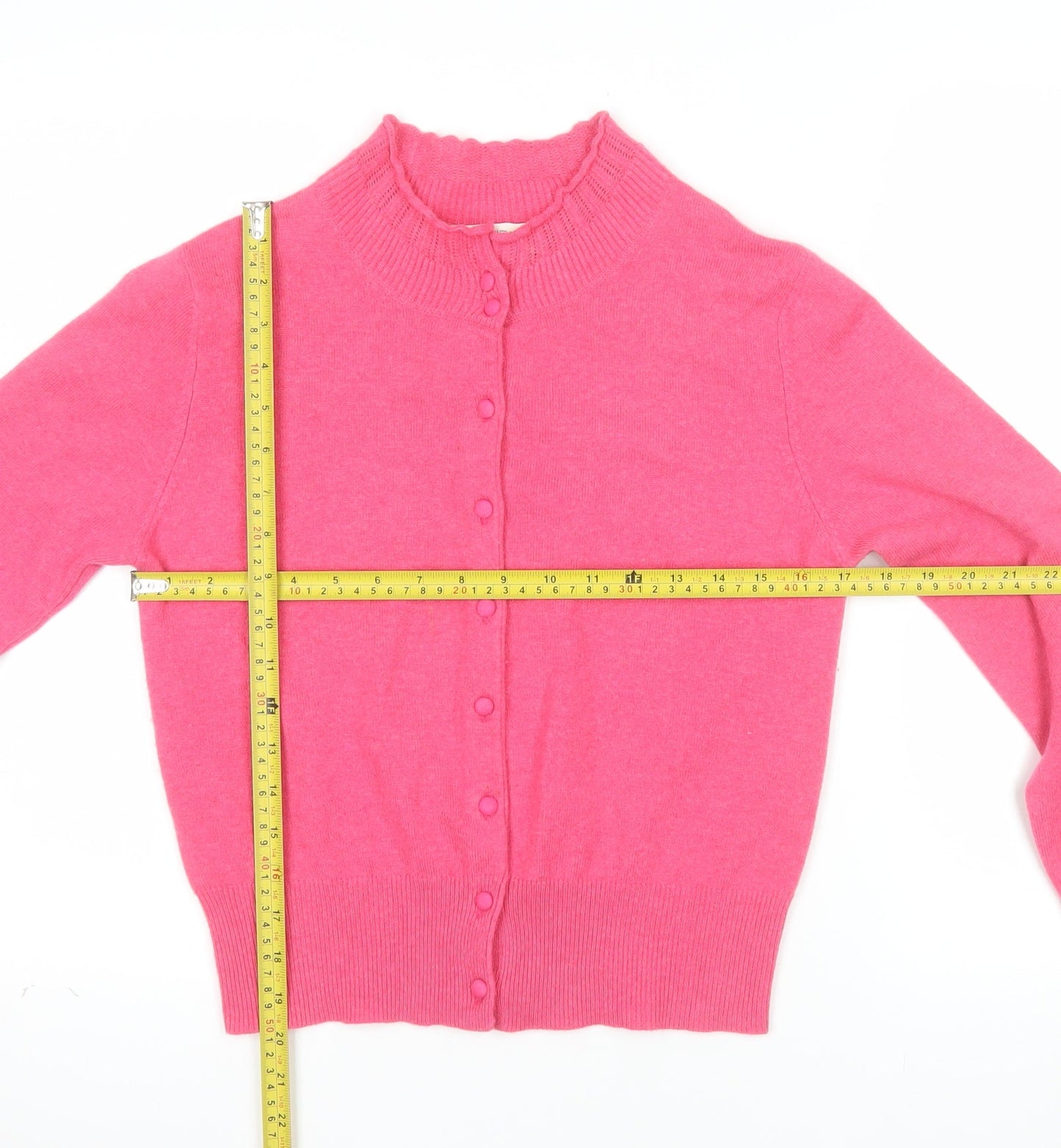 Denner Cashmere Women’s Pink Crew Neck Button Cardigan Size S
