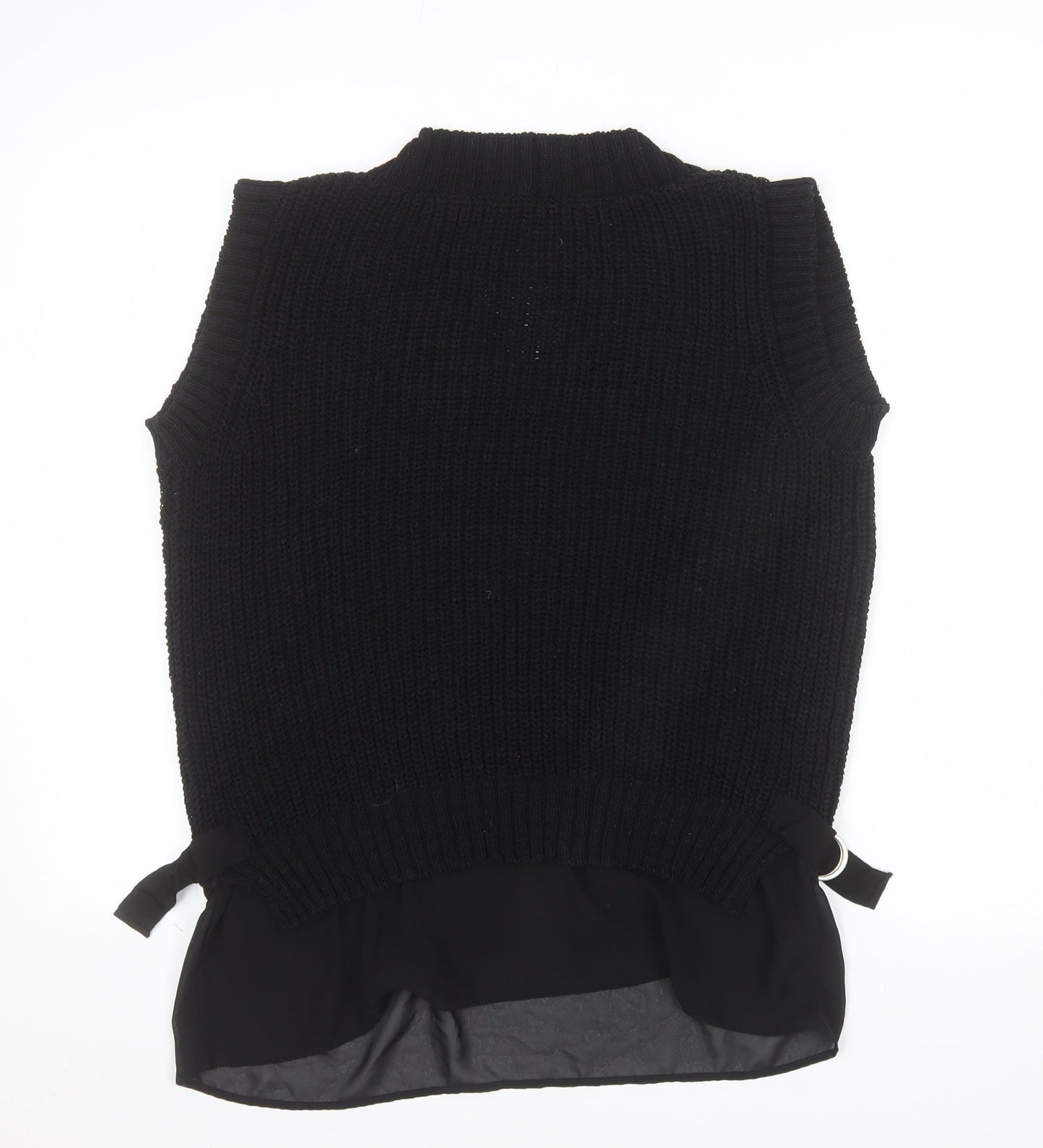 Next Women's Black Chunky V-Neck Knit Sleeveless Vest Jumper Size M