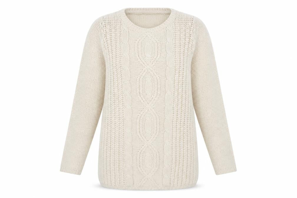 BHS Women’s Ivory Cable Knit Acrylic Jumper Size 8