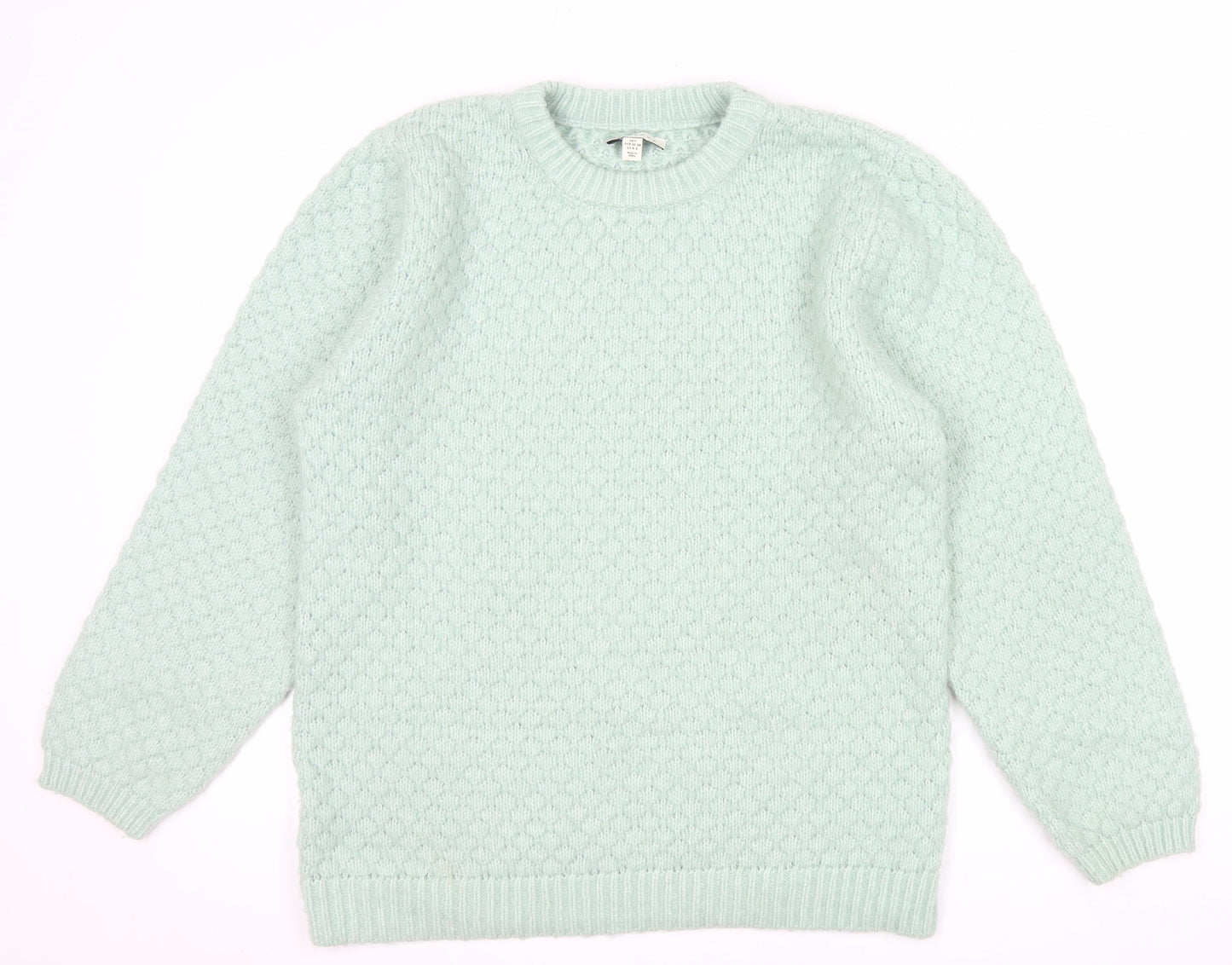 Topshop Women’s Green Knit Crew Neck Jumper Size S UK 8-10