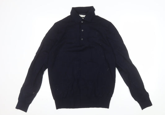 Marks and Spencer Autograph Men's Black Merino Wool Long Sleeve Polo M