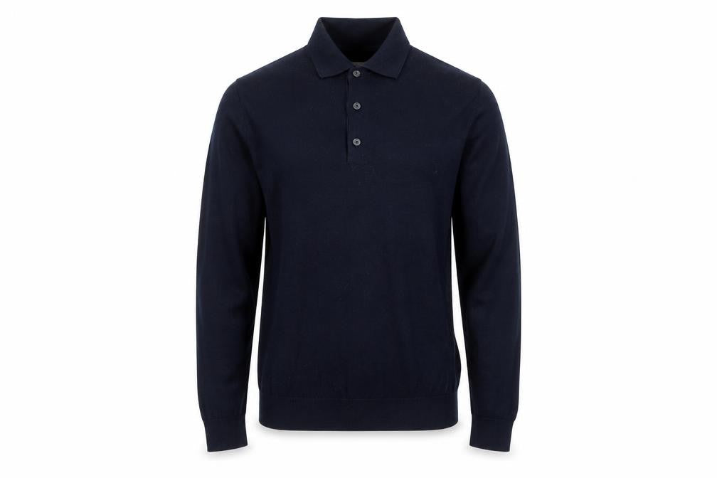 Marks and Spencer Autograph Men's Black Merino Wool Long Sleeve Polo M