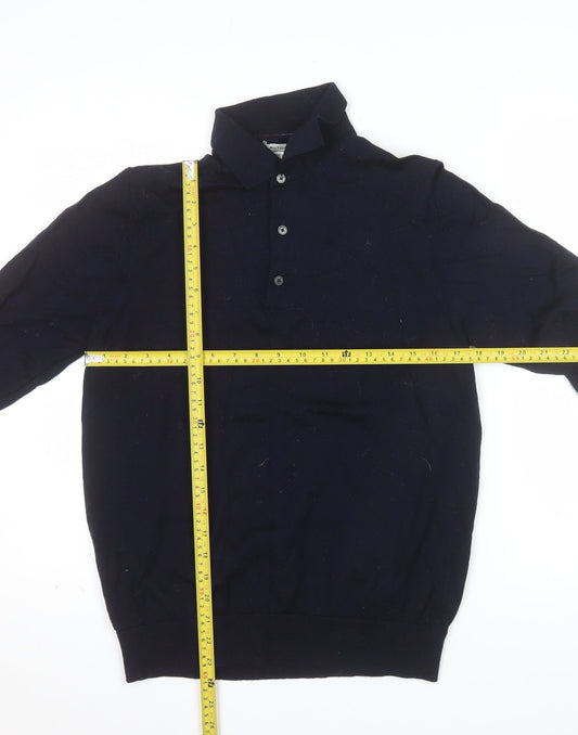 Marks and Spencer Autograph Men's Black Merino Wool Long Sleeve Polo M