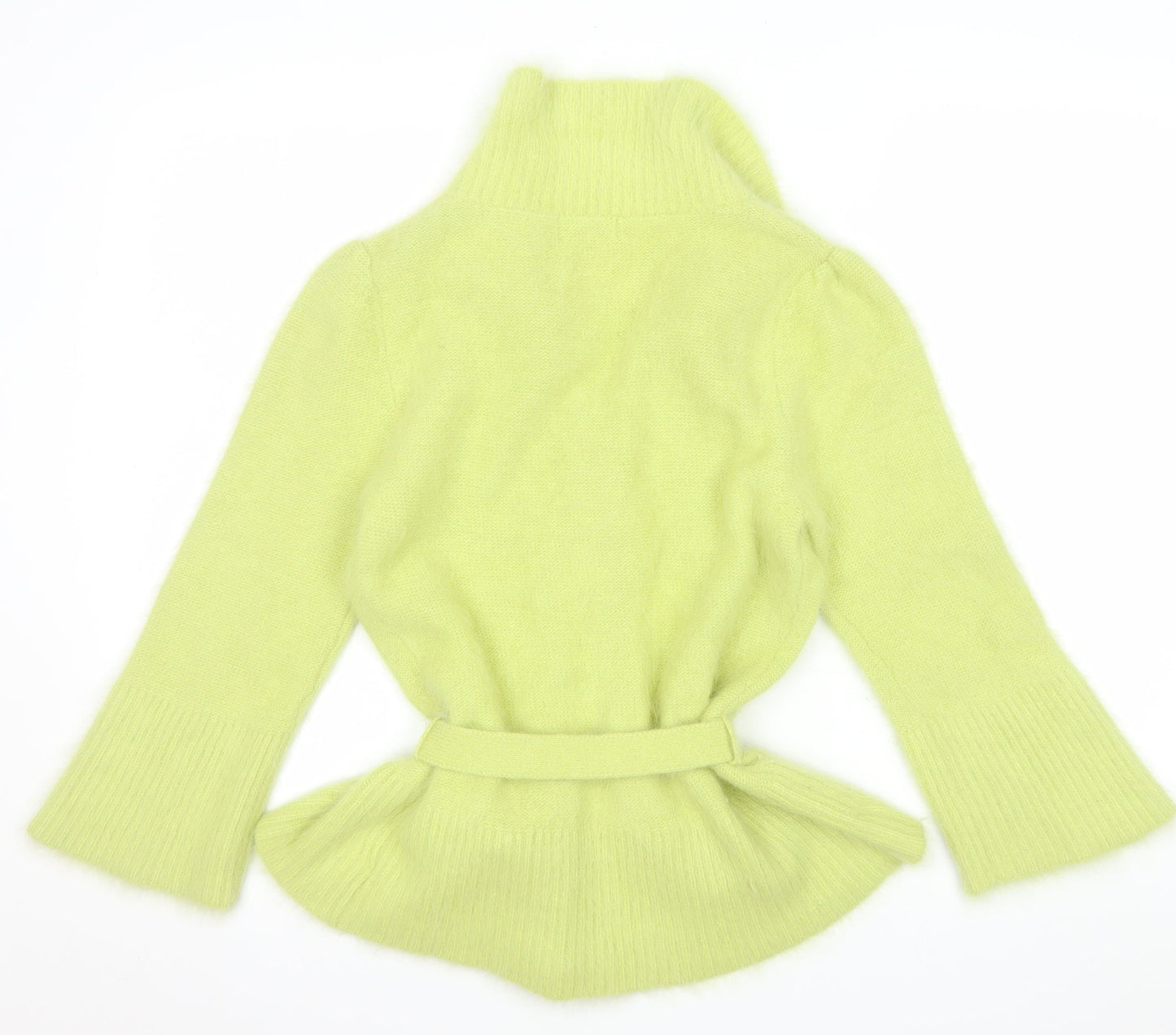 Monsoon Women's Green Angora Collared Belted Cardigan Size 10