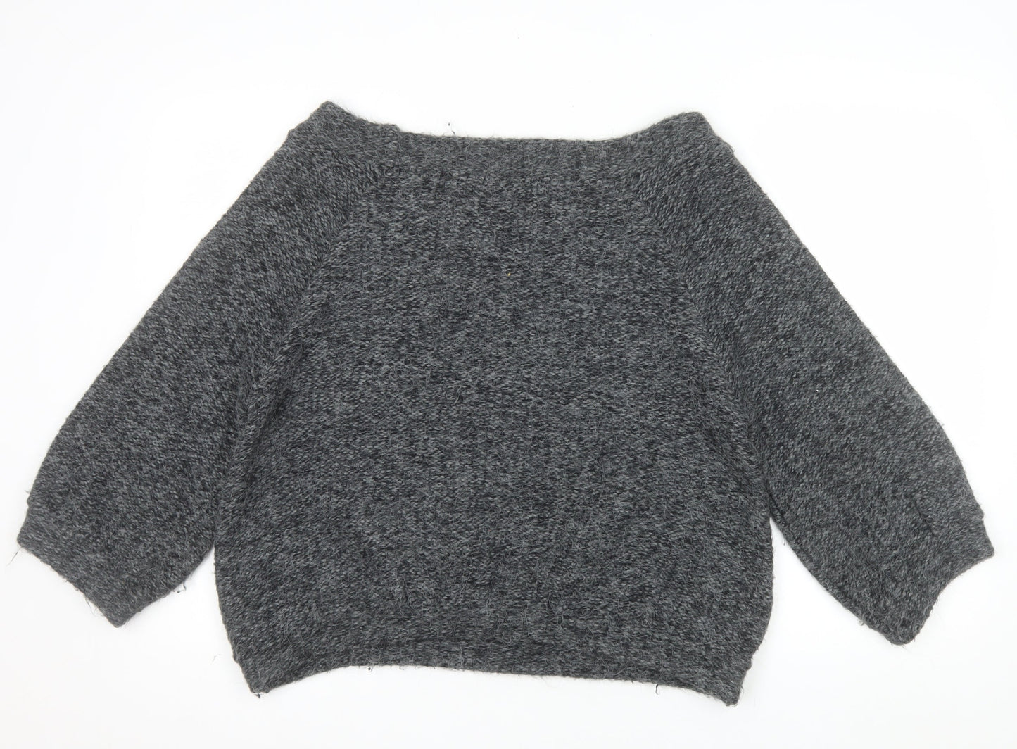 River Island Women Grey Chunky Knit Boat Neck Pullover Jumper Size 12