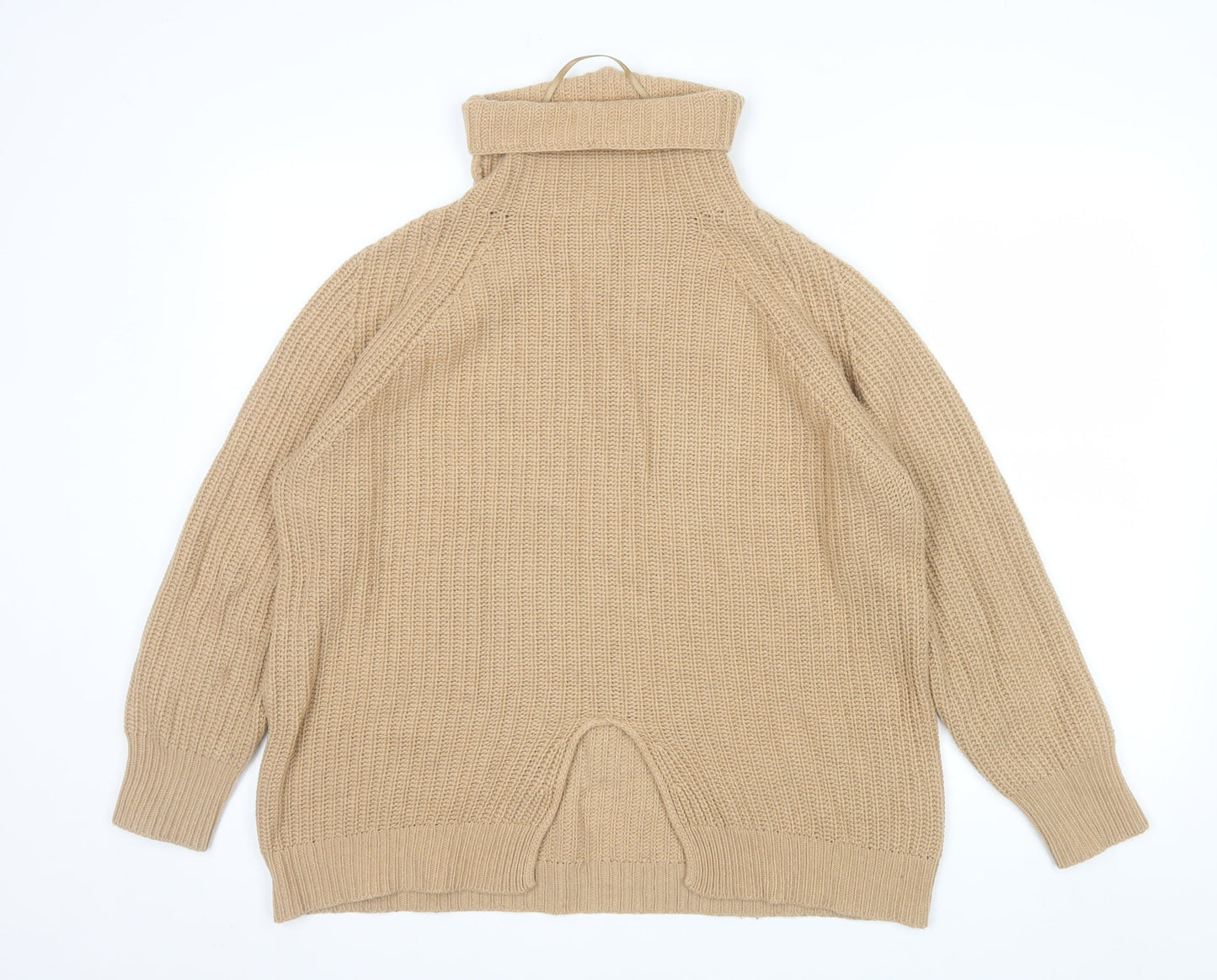 FARHI by Nicole Farhi Women Beige Roll Neck Wool Blend Jumper L