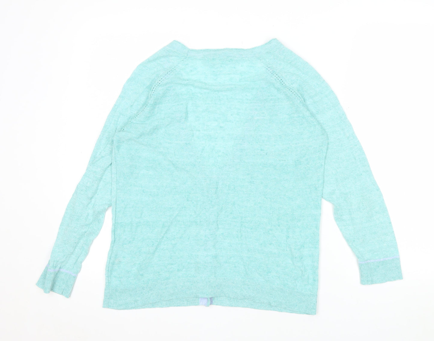 White Stuff Women's Blue Linen Cotton V-Neck Cardigan UK 10