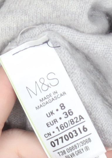 Marks and Spencer Women’s Grey 100% Cashmere Cowl Neck Jumper Size 8