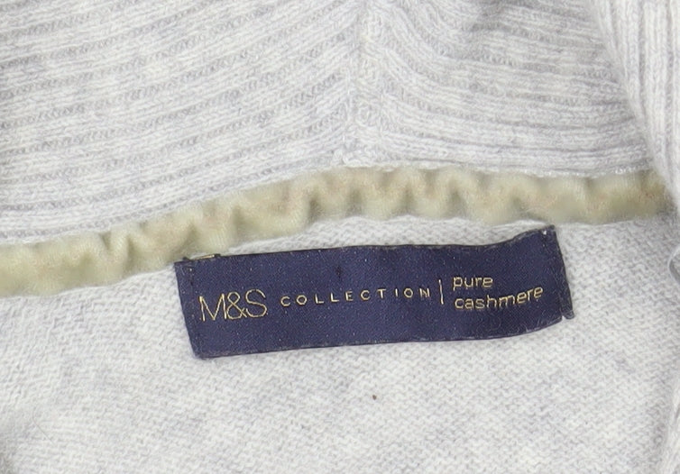 Marks and Spencer Women’s Grey 100% Cashmere Cowl Neck Jumper Size 8