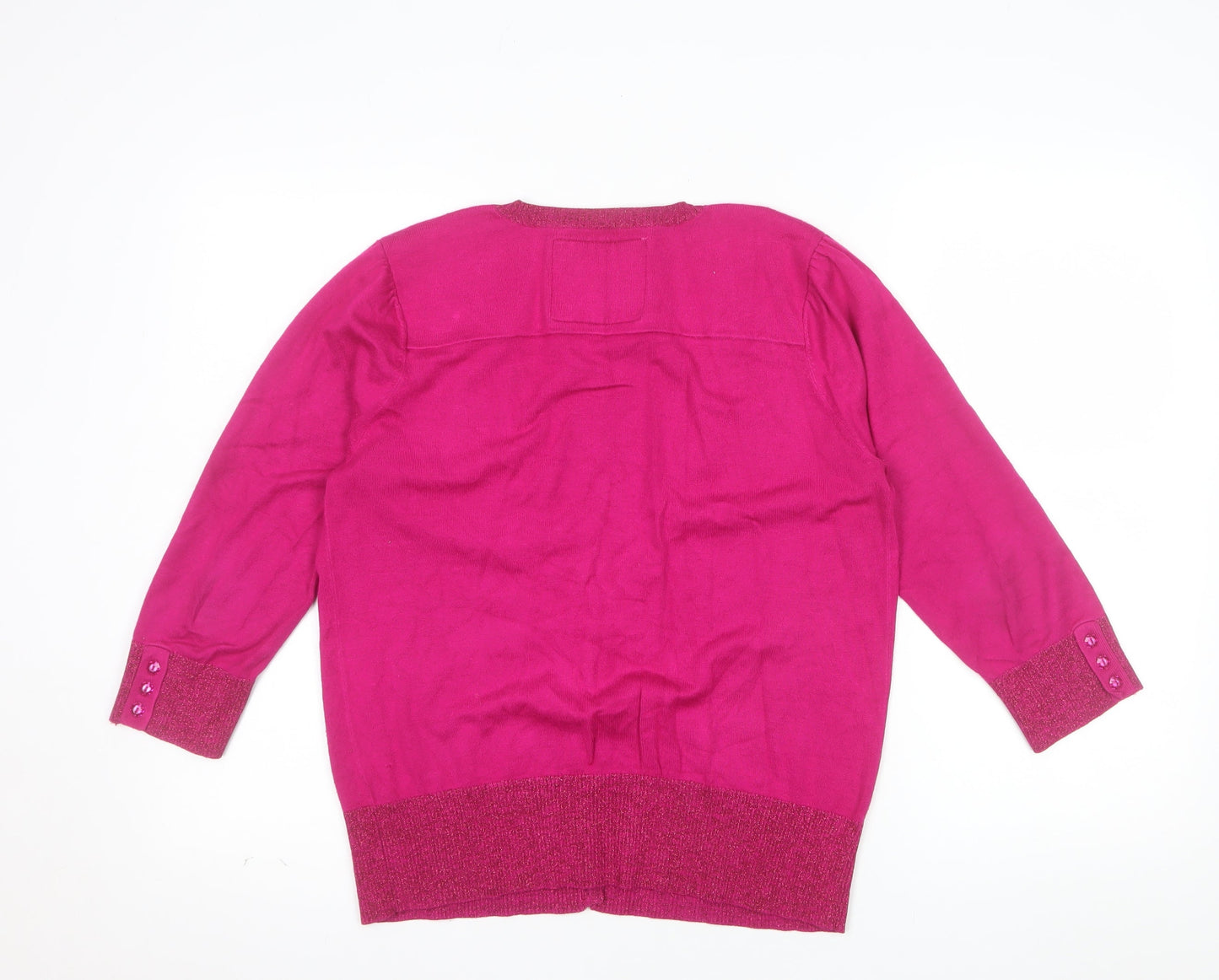 Butterfly by Matthew Williamson Women's Pink Size 14 V-Neck Cardigan