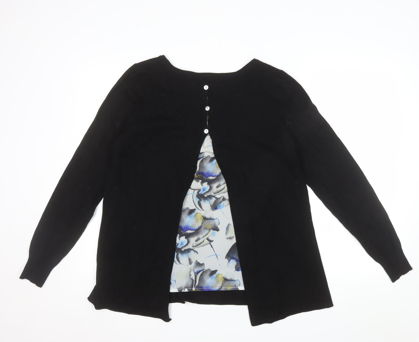 Society 8 Women's Black Round Neck Long Sleeve Cardigan Size 12