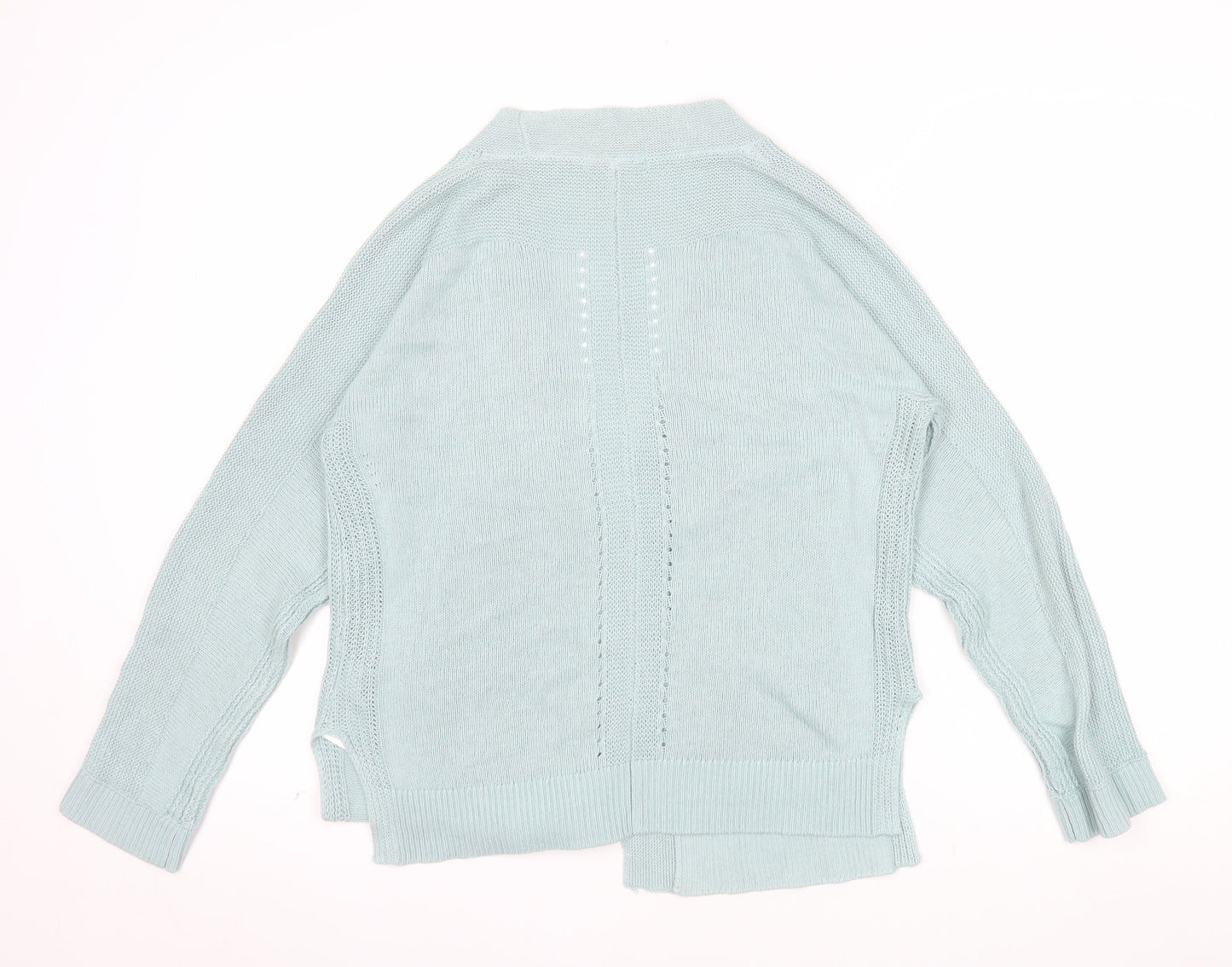 White Stuff Women's Blue Cotton Linen Open Knit Cardigan UK 8