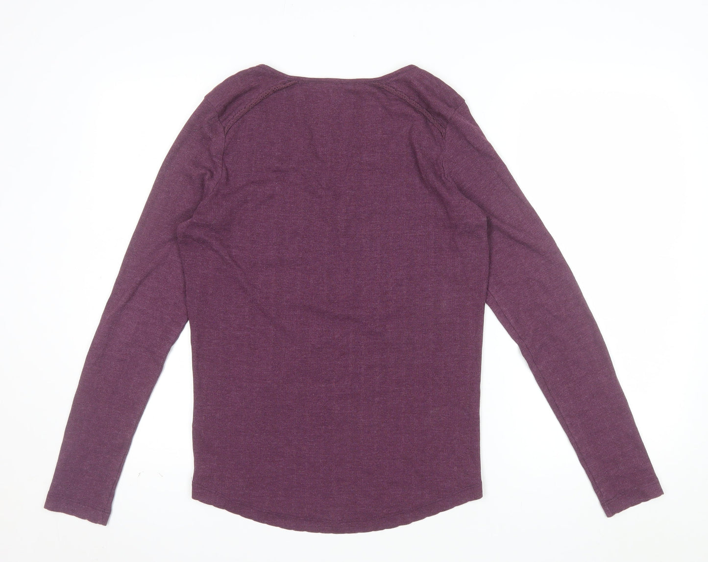FatFace Womens Purple Long Sleeve Jersey V-Neck Top Size 12