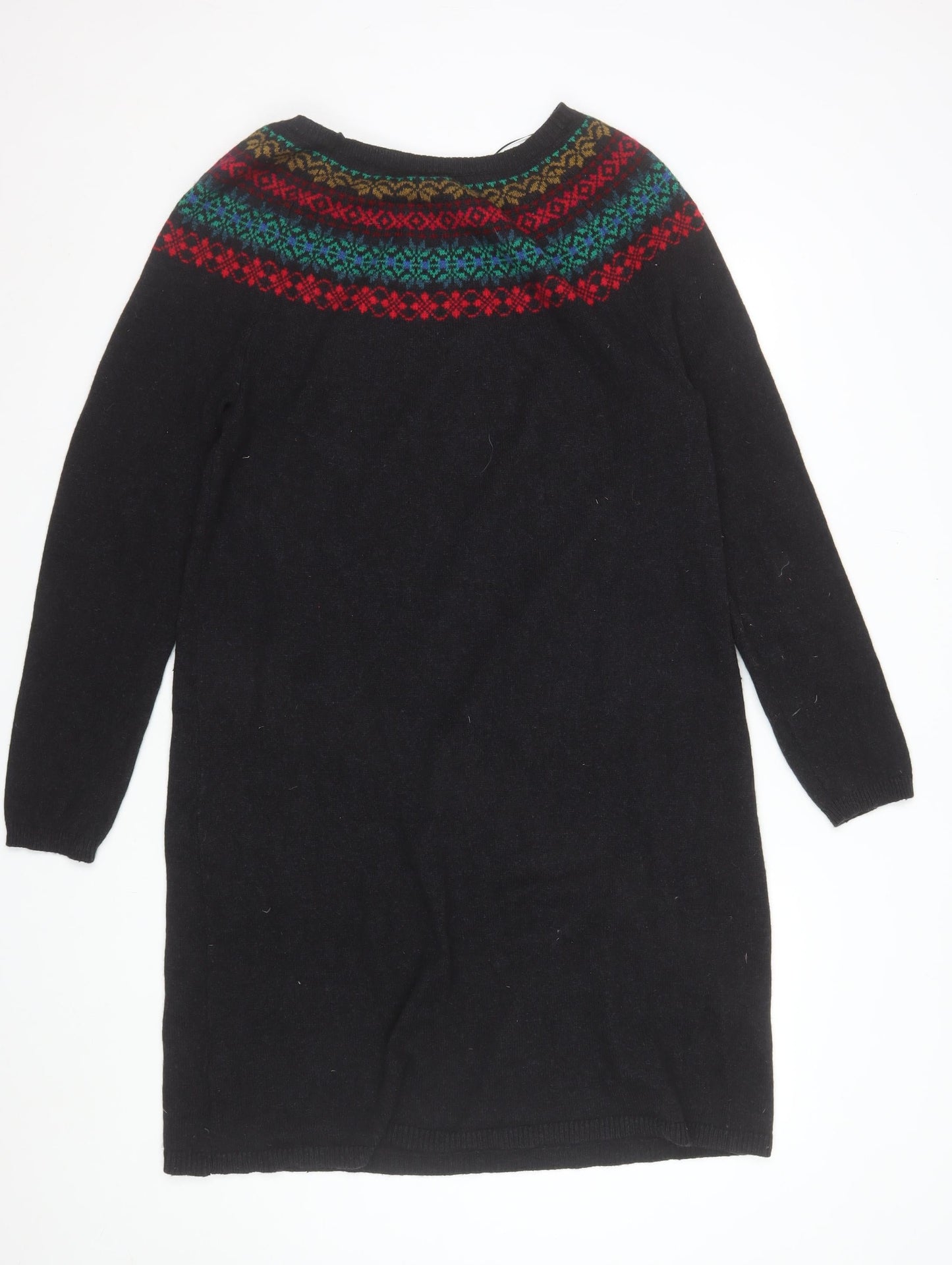 Seasalt Cornwall Womens Black Fair Isle Wool Blend Tunic Jumper UK16