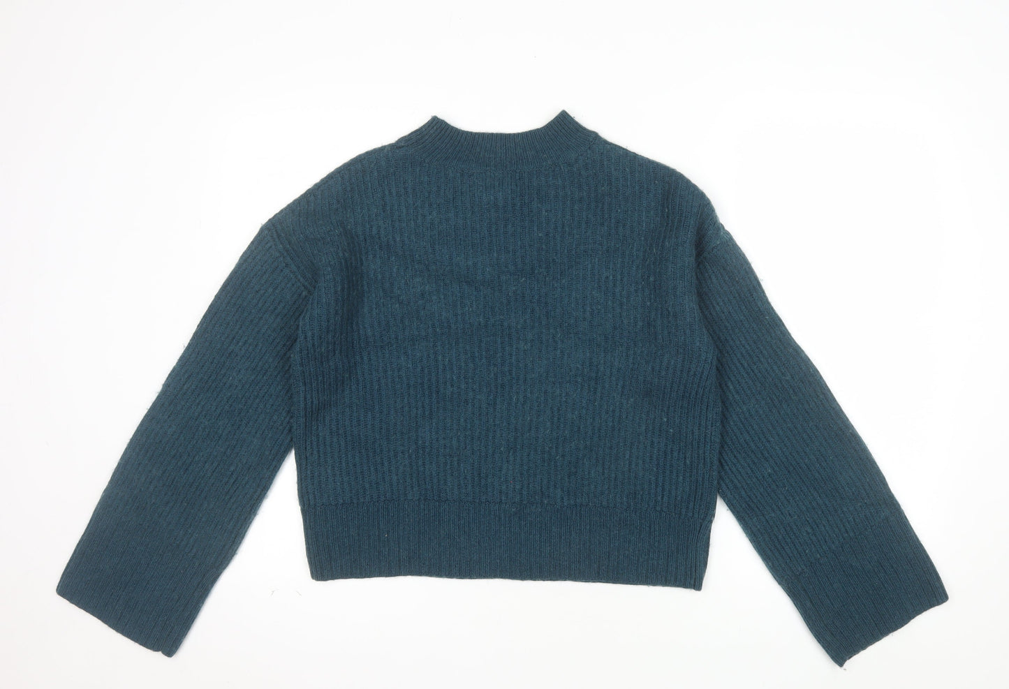Hush Women’s Blue Mock Neck Wool Blend Knit Jumper Size S