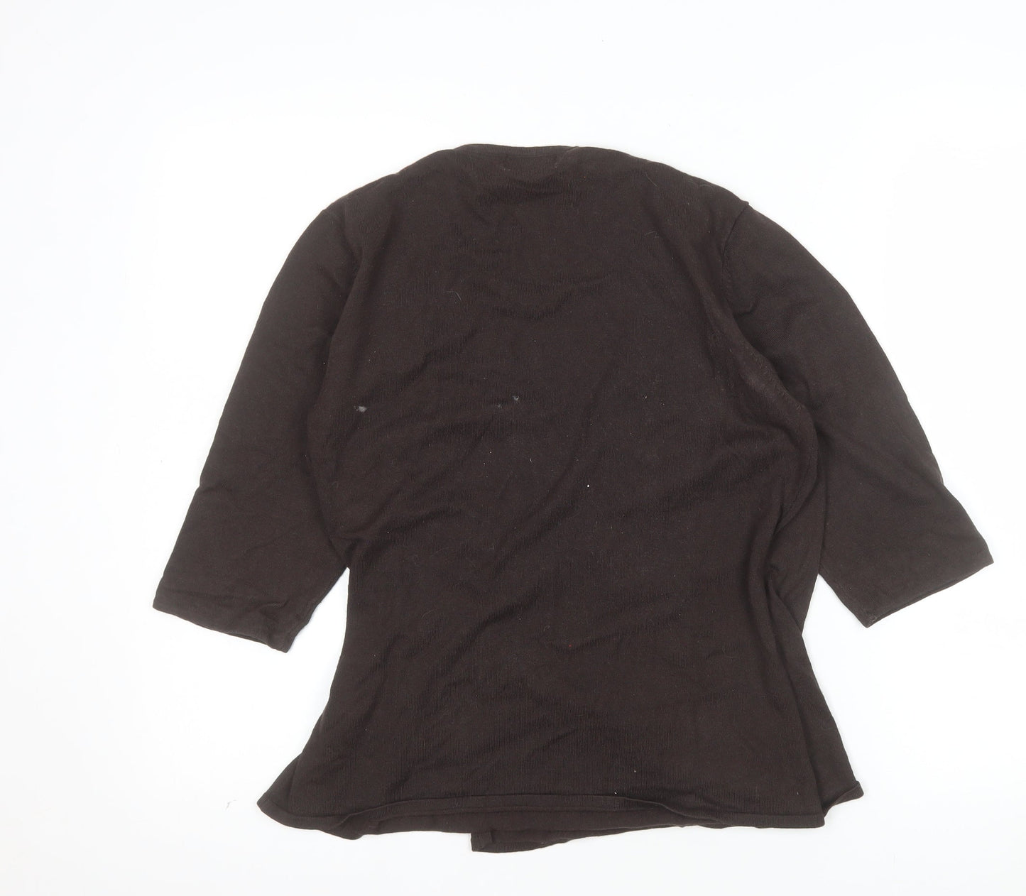 Kaliko Womens Brown Wrap Blouse Size 14 3/4 Sleeve V-Neck Buckle