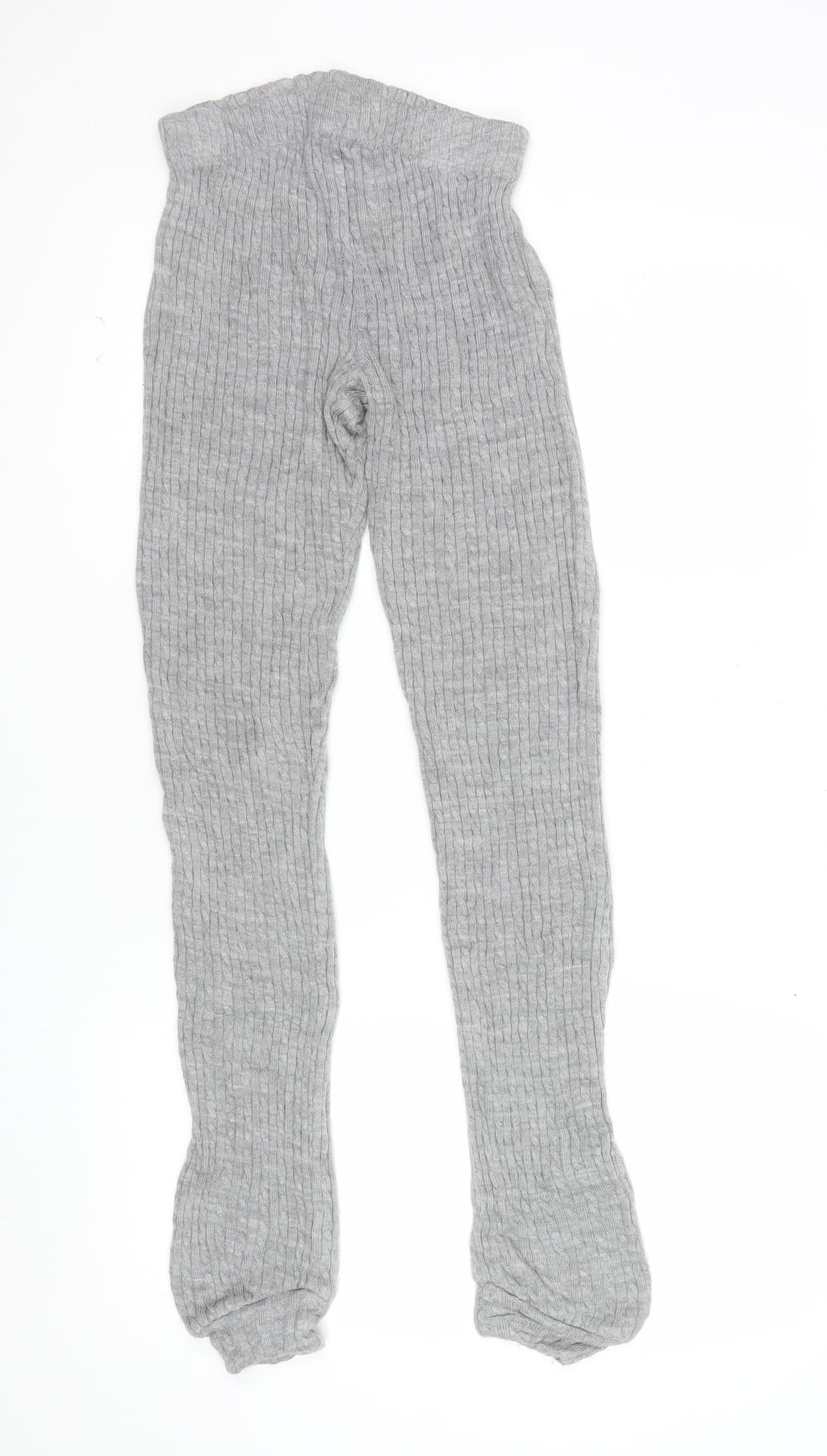 Lipsy London Women’s Grey Ribbed Knit Leggings Size S