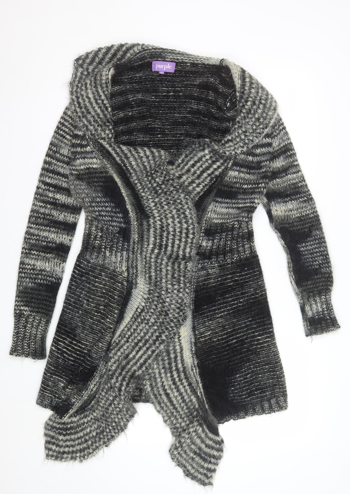 Purple Womens Grey Wool Chunky Knit Cardigan M