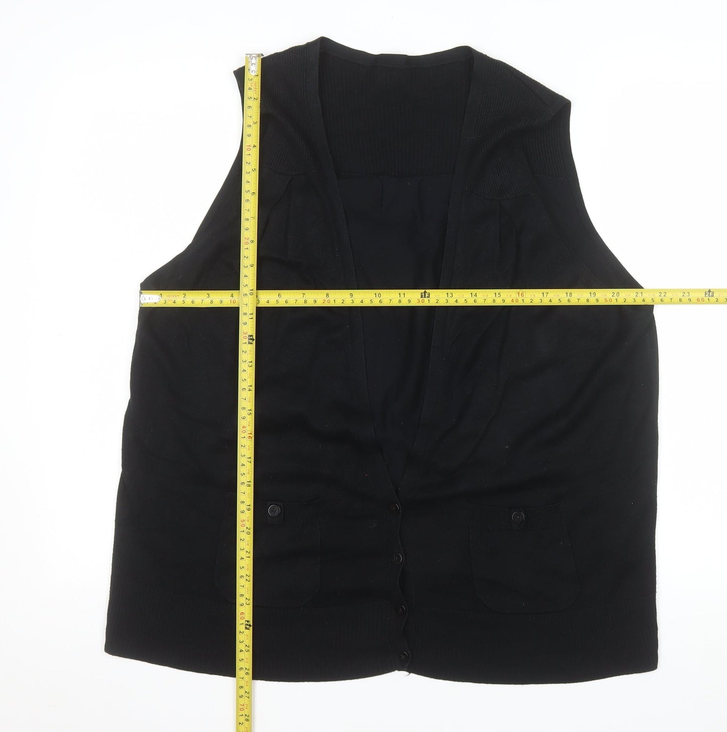 Marks and Spencer Women's Black V-Neck Sleeveless Cardigan UK 22