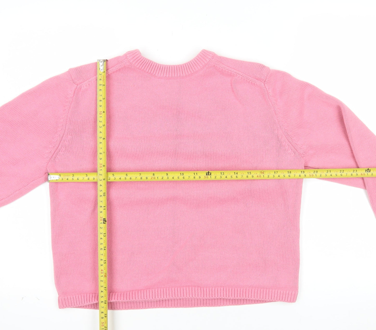 Marks and Spencer Women Pink Knit Crew Neck Long Sleeve Jumper M