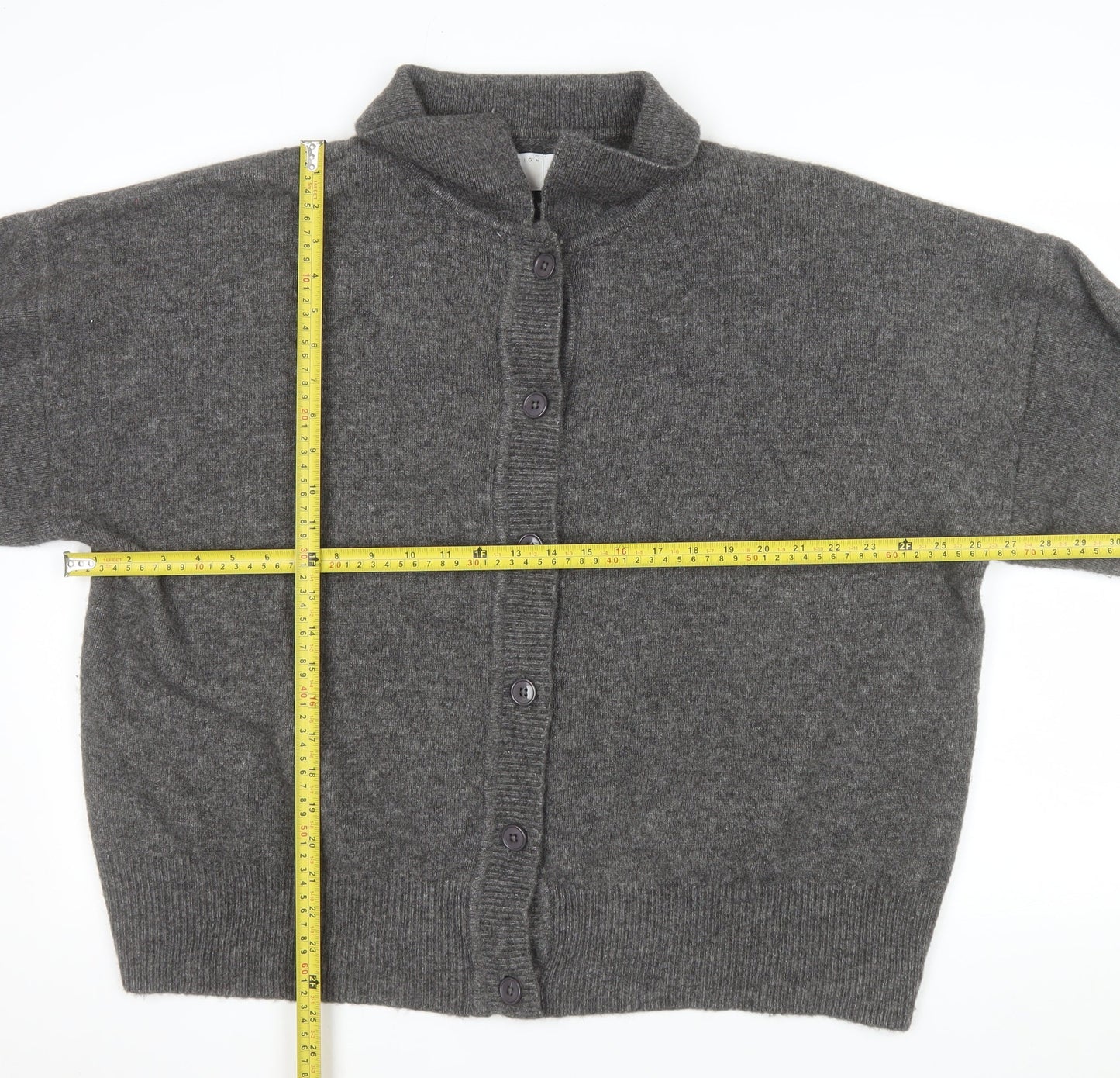 ASOS DESIGN Women's Grey Collared Button-Up Knit Cardigan M 12-14