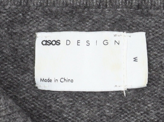 ASOS DESIGN Women's Grey Collared Button-Up Knit Cardigan M 12-14