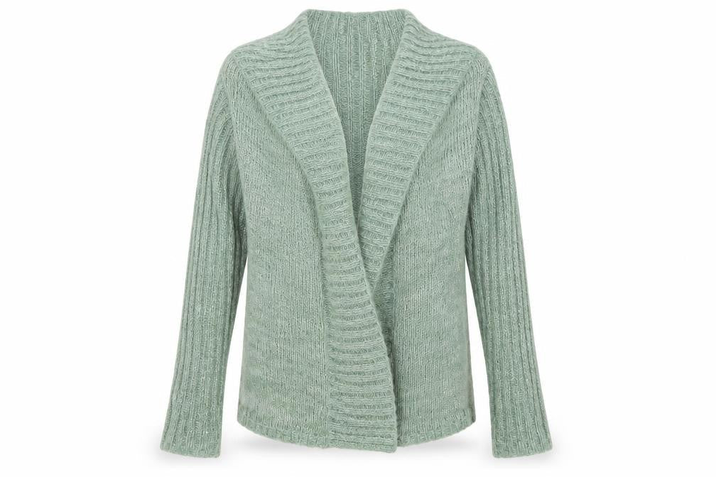 New Look Women's Green Chunky Knit Open Cardigan Size 14