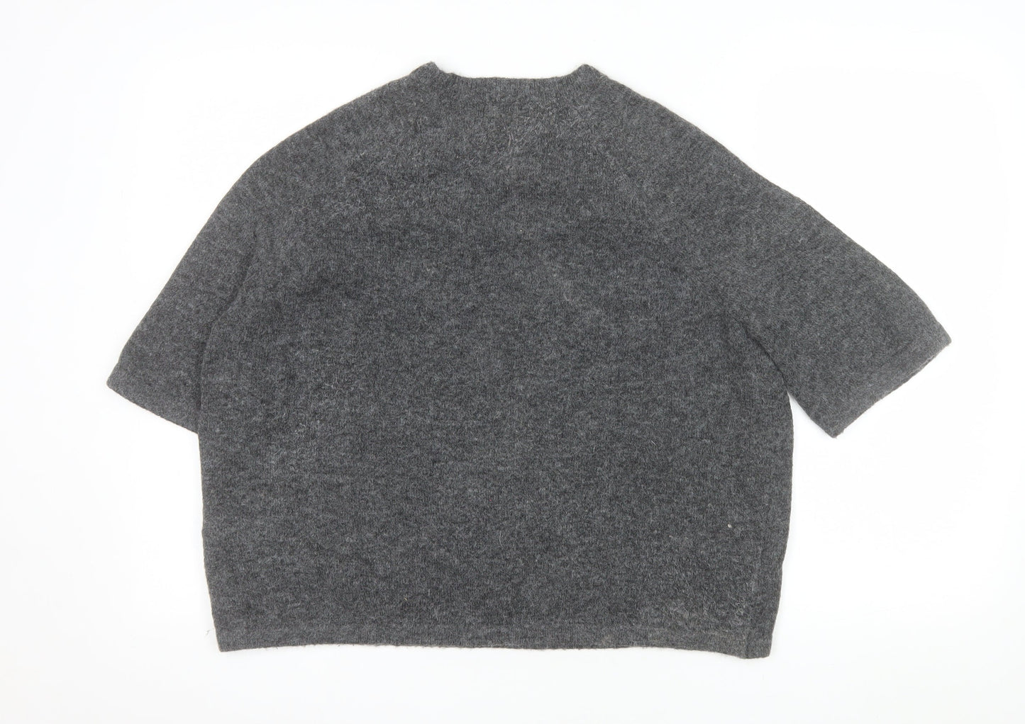 Anthology Women Grey Wool Blend Short Sleeve Pullover Jumper UK 8/10