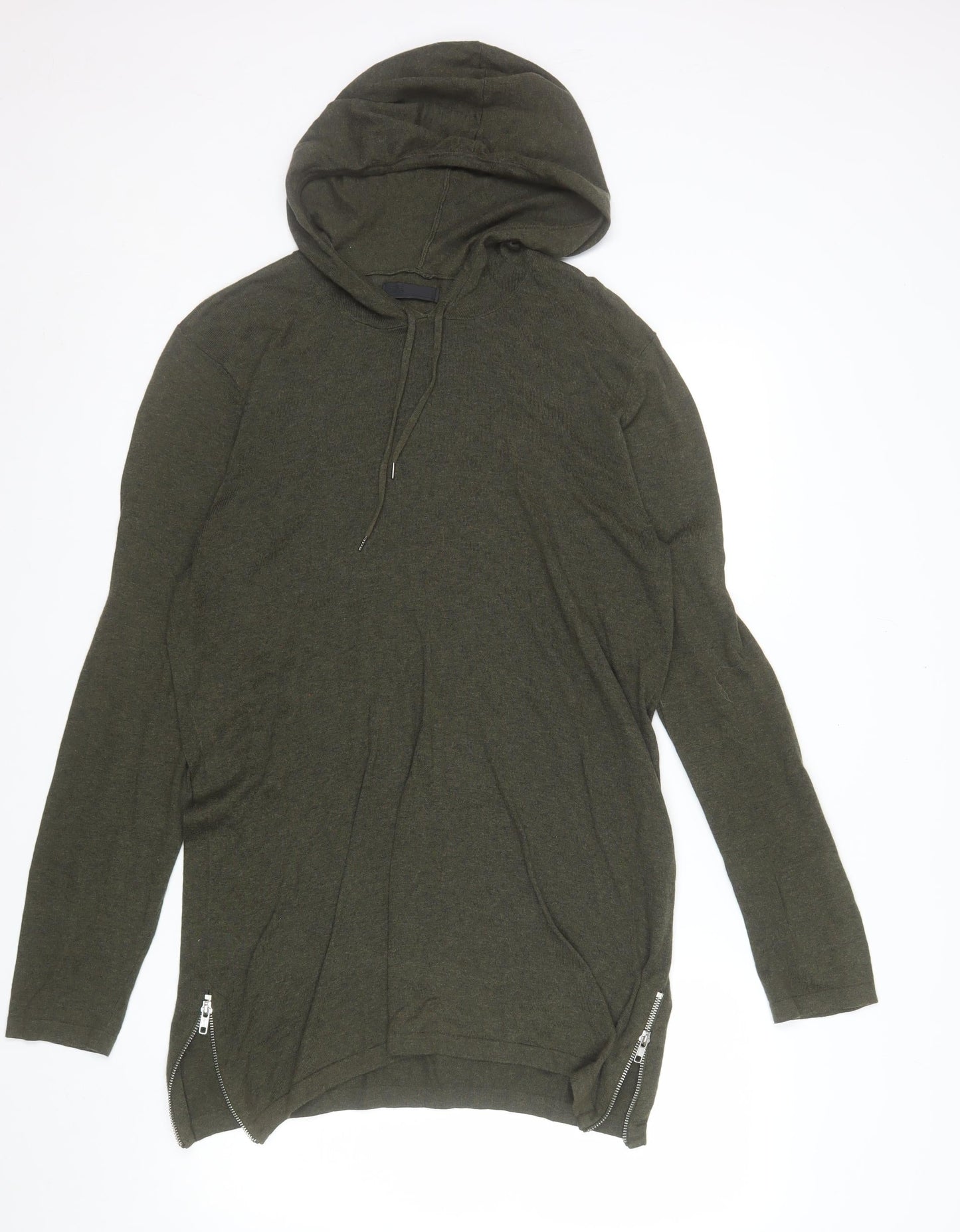 ASOS Men's Green Cotton Hooded Pullover Jumper Size M