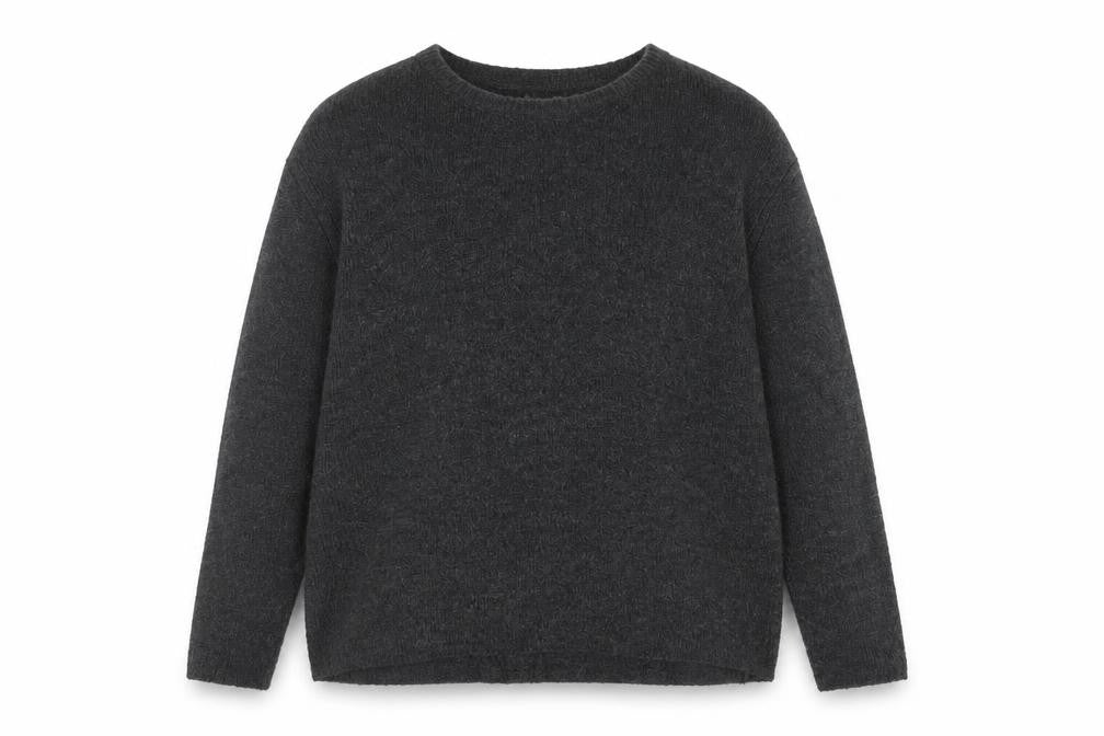 Amisu Women Grey Knit Pullover Jumper Size S Crew Neck Long Sleeve