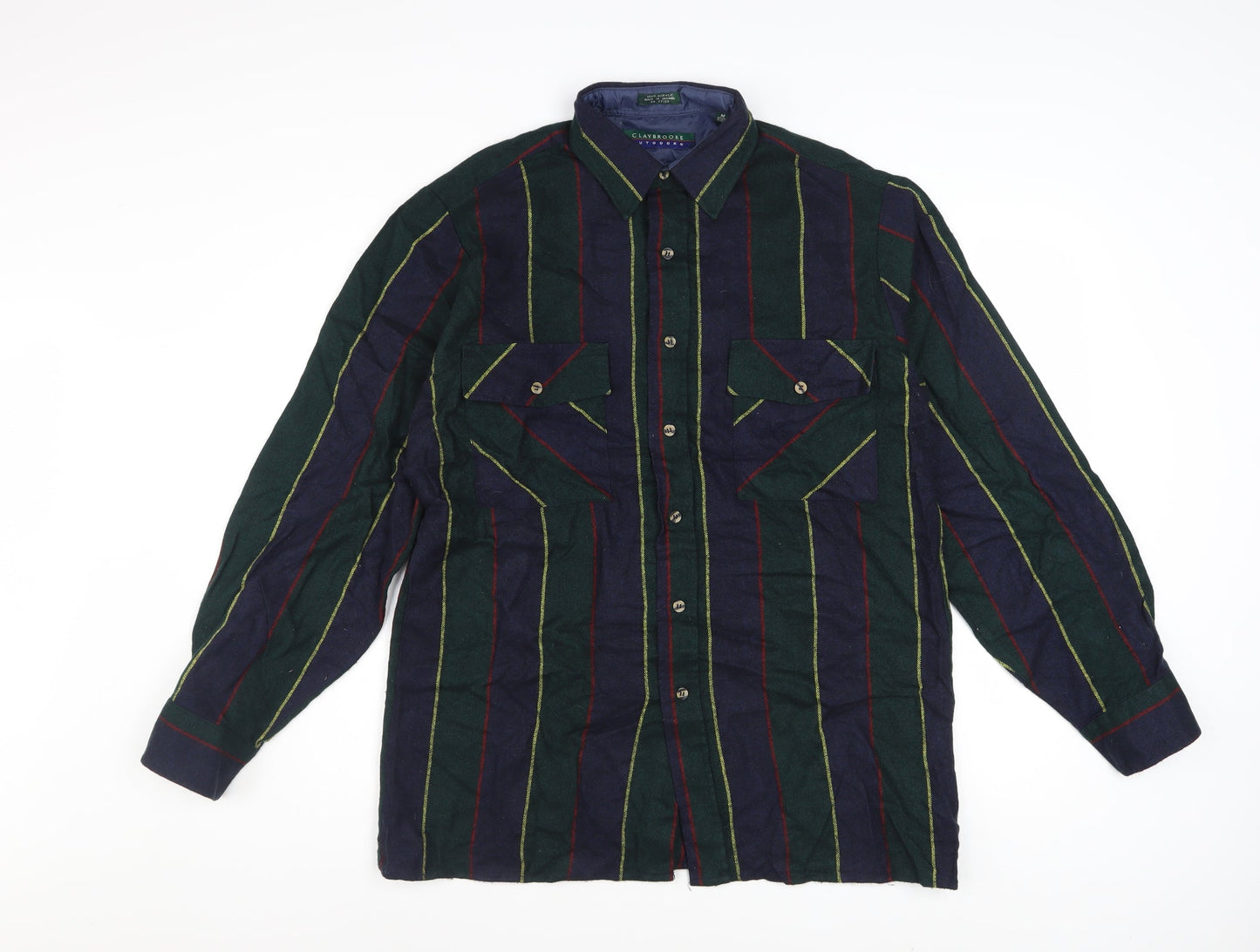 Claybrooke Outdoors Men's Multicoloured Striped Button-Up Shirt M