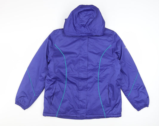 Athletic Works Womens Purple L Hooded Puffer Jacket Polyester