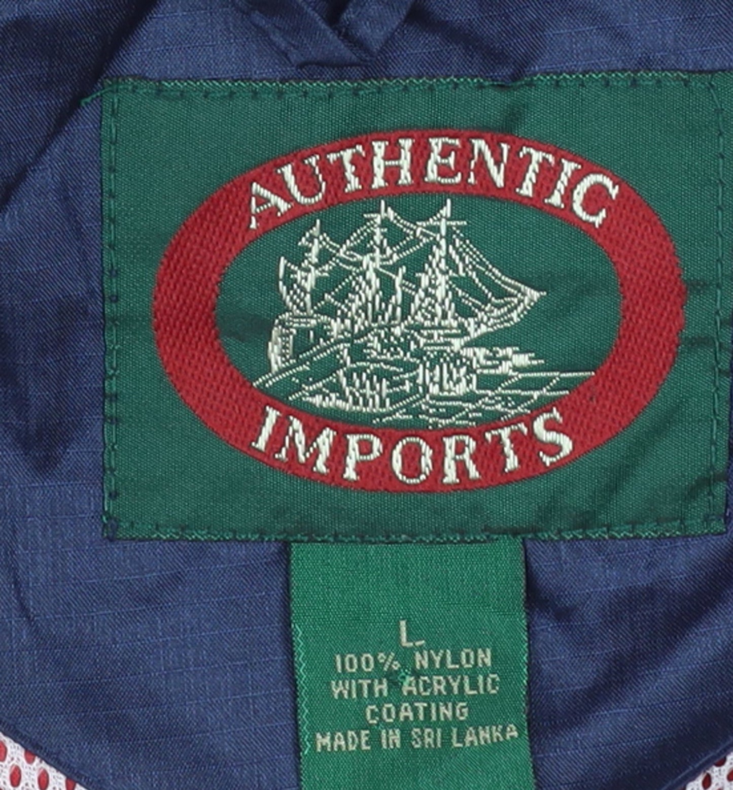 Authentic Imports Men's Red Windbreaker Jacket L Nylon Lightweight